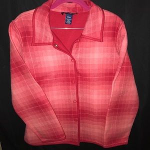 Denim & Co red and rose plaid jacket